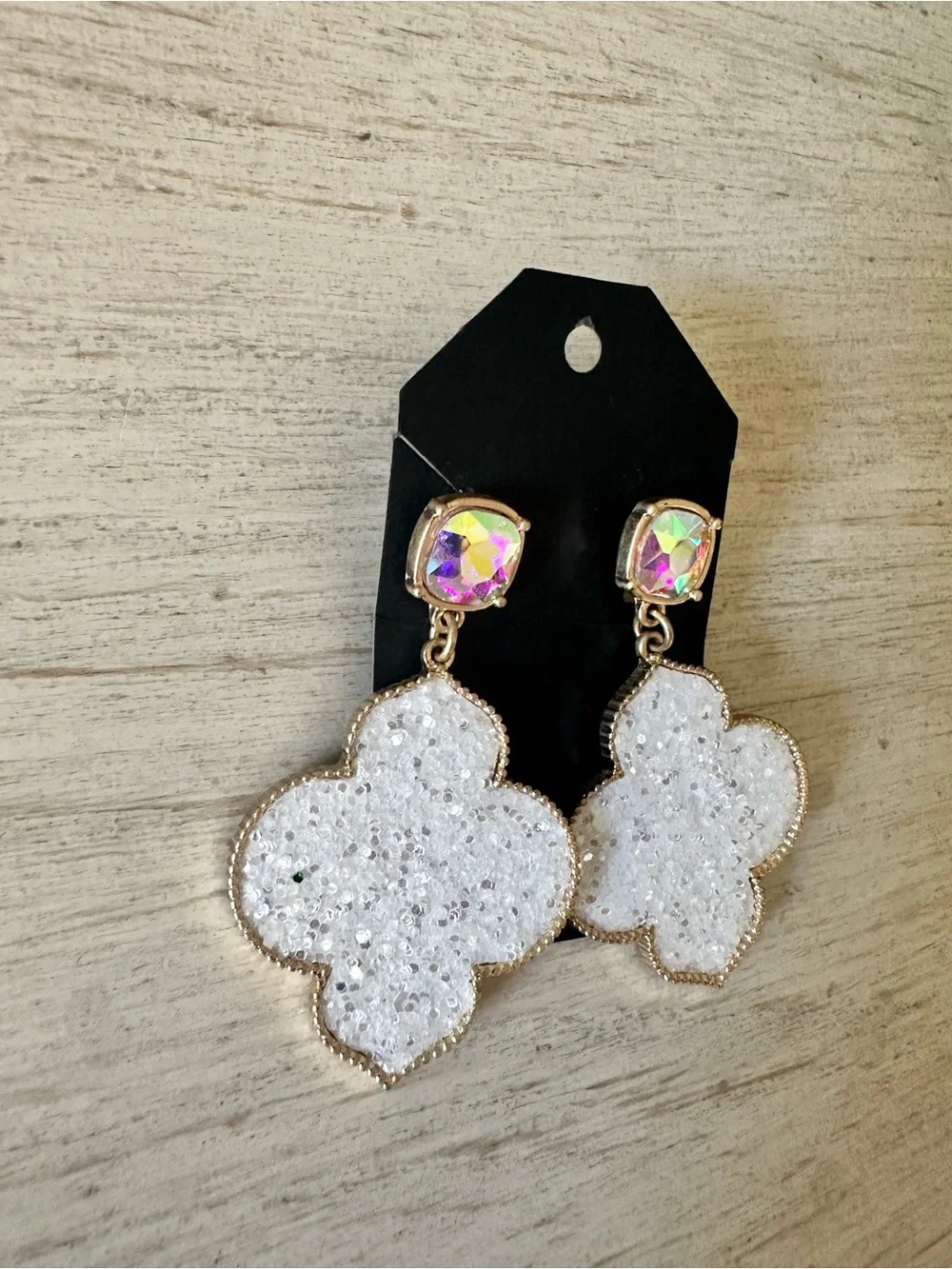 Sparkling White Druzy Drop Earrings